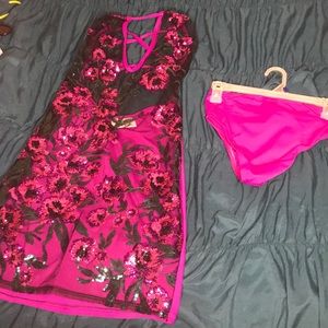 Custom Mesh Dress with Sequin Flowers